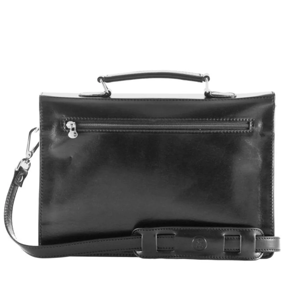 Sleek Black Maxwell Scott Italian Leather Briefcase